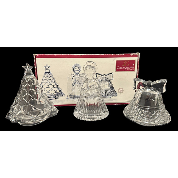Celebrations By Mikasa Crystal Christmas Collection Assorted Votives Set Of 3 - Picture 2 of 6